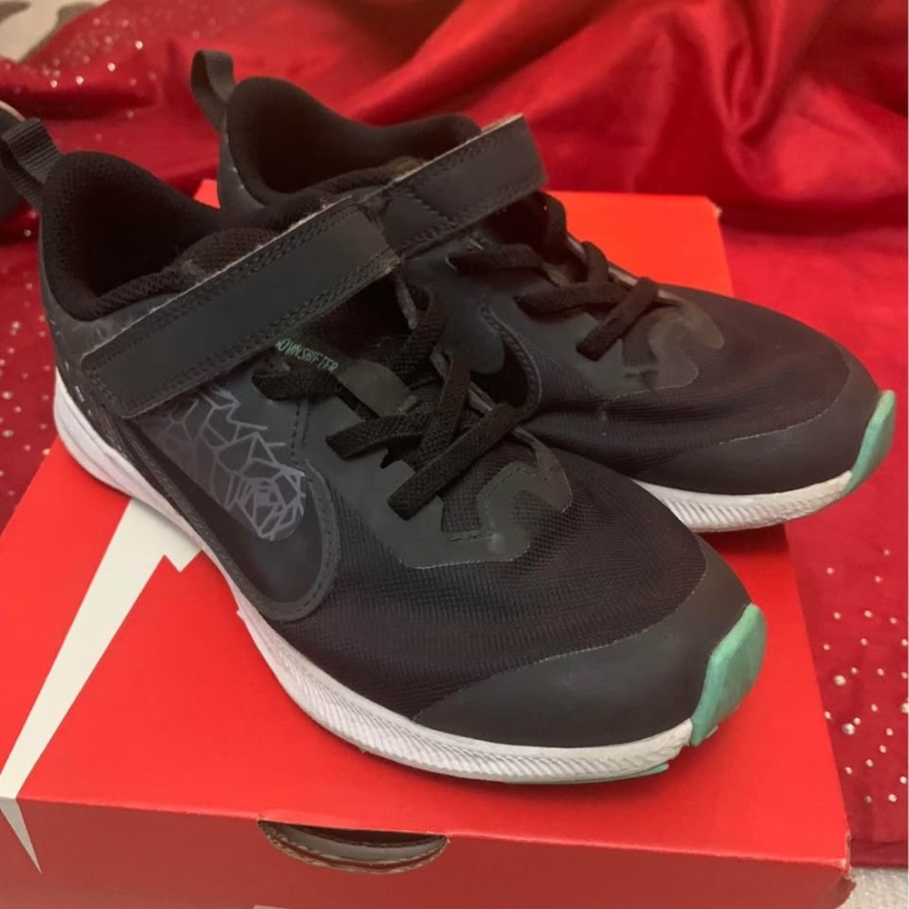 Kids Black and Teal Athletic Shoes